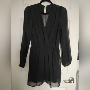 Bethany MOTA black long sleeve sheer dress sz M